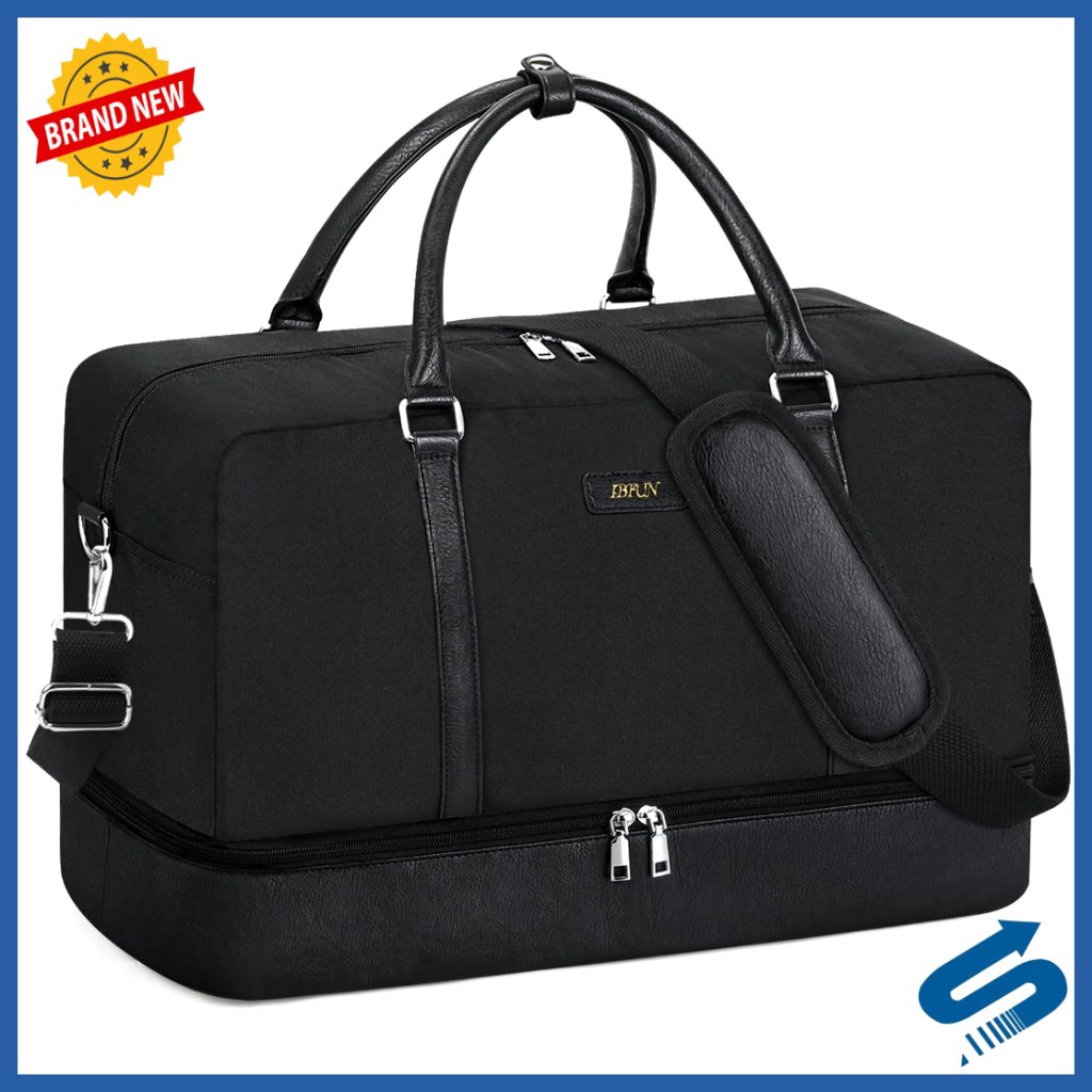 21" Weekender Travel Duffle Bag With Shoe Compartment Carry On